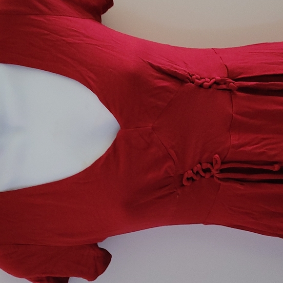 NWT Aeropostale Red Fit Flare Shirt Lace Up Dress S - Picture 2 of 5